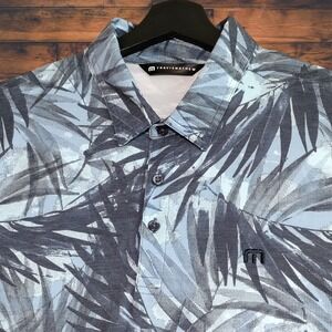 Travis Mathew Forest Reserve Golf Polo Shirt Mens Large Blue Floral Short Sleeve